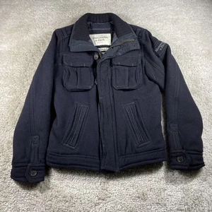 Abercrombie & Fitch Jacket Mens Small Military Elk Lake Wool Blend Quilted Lined - Picture 1 of 9