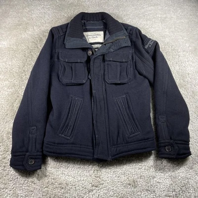 Abercrombie & Fitch Jacket Mens Small Military Elk Lake Wool Blend Quilted Lined - Image 1 of 4