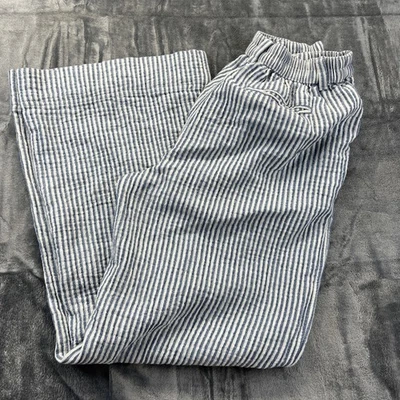 Aerie Anytime High Waisted Trouser Womens Small Blue White Striped Wide Legged - Image 1 of 4