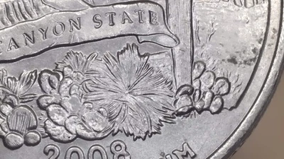 2008-P Arizona State Quarter - Extra Cactus Leaf Error RARE COIN T331 - Image 1 of 3