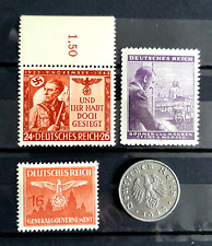 ww2 German original coin 10 rpf 1940 A and 3 stamps MNH 3rd Reich Genuine /A67