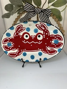 Crab Plate Clay Chick Creations Ceramic Oval Decorative Wall Hanging 9" W x 6" T - Picture 1 of 5