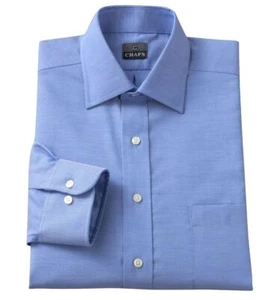 Chaps Dress Shirt Mens Classic Fit 100% Cotton Long Sleeves Blue MSRP $65 - Picture 1 of 2