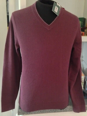 NWT Robert Talbott $248 Cognac Burgundy Cotton Cashmere V Neck Sweater XL XLarge - Image 1 of 4
