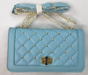 Badgley Mischka Purse Crossbody With Square Studs Light Blue BM-4061 - MSRP $199 - Picture 1 of 15