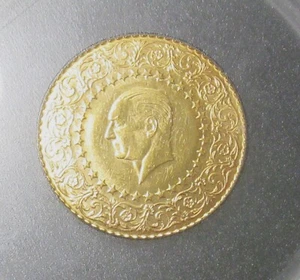 Turkey 1973 Gold 250 Kurush Monnaie de Luxe Kemal Atatürk KM-873 PCGS MS-63 - Picture 1 of 4