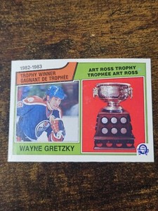 1983-84 O-PEE-CHEE NHL HOCKEY #204 WAYNE GRETZKY ART ROSS TROPHY WINNER OILERS a