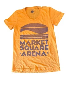 Market Square Arena Indianapolis Pacers Graphic T-Shirt XL Yellow Crew Neck - Picture 1 of 4