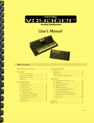 Moog Minimoog Voyager Sintetizzatore Analogico MANUALE DEL PROPRIETARIO - Immagine 1 di 3