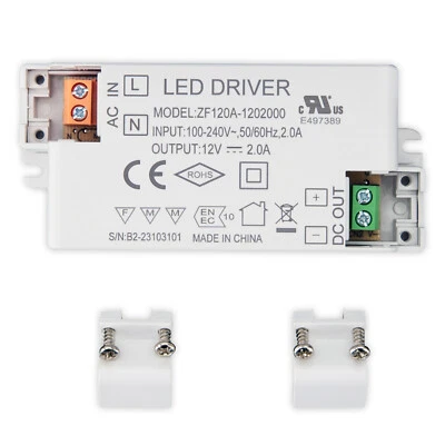 LED Light Driver AC 110v/240v to DC 12v Converter Transformer Power Adapter 24W - Image 1 of 4