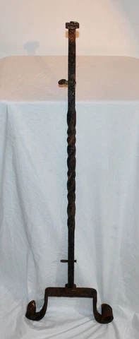 Antique Wrought Iron Architectural Fence Stand Post #1 Gothic Carved Legs Garden Cover