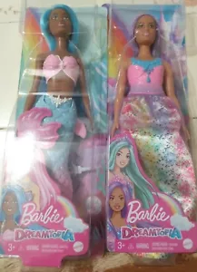 Barbie Dreamtopia Puppen 1 Meerjungfrau (blaue Haare) 1 lila Haare mit buntem Rock (2) - Bild 1 von 19