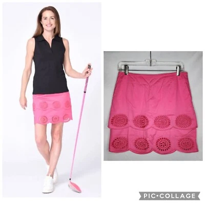 New Women Golftini Hot Pink Stretch Cotton Skort Pretty Woman Golf Pocket Size 2 - Image 1 of 4
