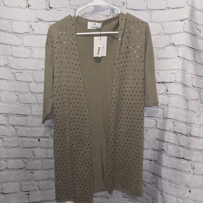 全新带标签 Allude 羊绒垂褶长款开衫带装饰尺寸 XL — 第 1/4 张图片