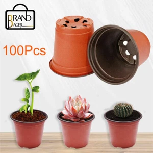 New 100Pcs Plastic Plant Flower Pots Nursery Seedlings Pot Plant Flowers US - Picture 1 of 20