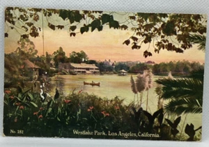 Postcard Westlake Park Los Angeles California Linen Vintage E57 - Picture 1 of 2
