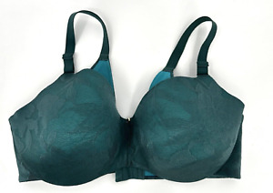 Cacique Women's Size 38F Lightly Lined Balconette Bra Green Teal Excellent