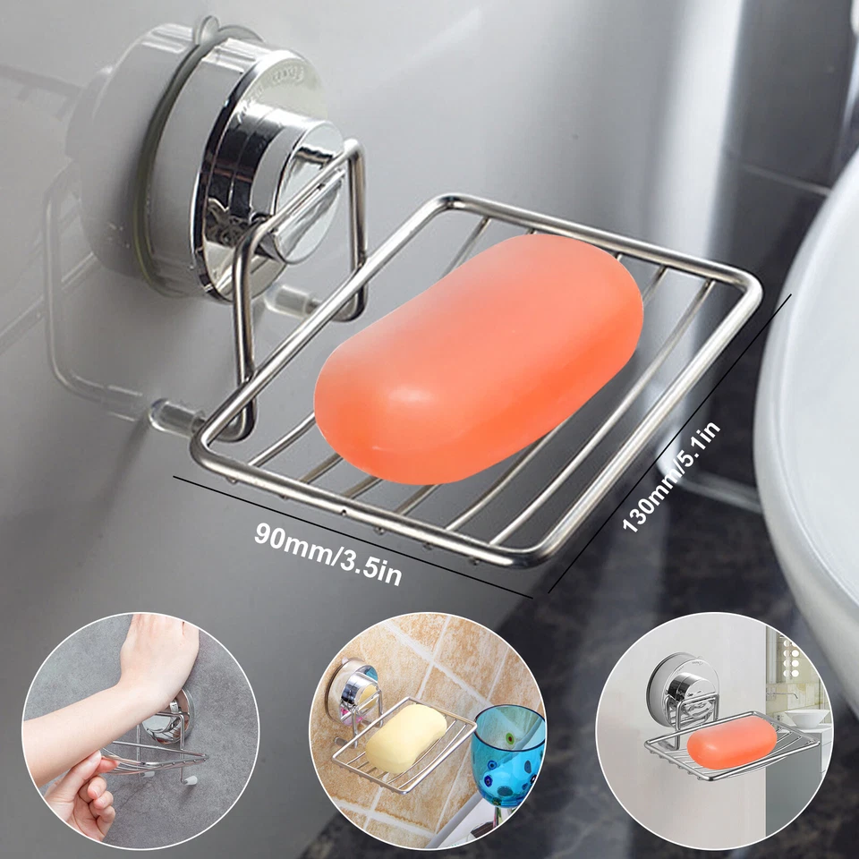 Jabonera de succión de acero inoxidable montada en la pared soporte barra baño cesta de ducha Foto 1 de 4