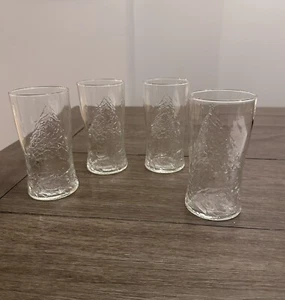 SET OF 4 VTG ARCOROC HOLLY TREE CLEAR GLASS TUMBLERS 6" - Picture 1 of 12