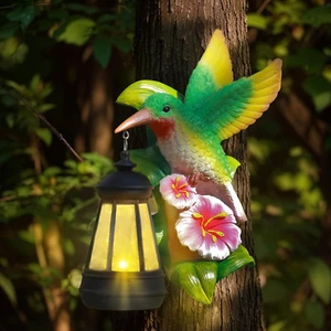 Solar Garden Decor Hummingbird Tree Hugger - Outdoor Garden Statues LED Lights f - Picture 1 of 12