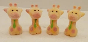 Lot of 4 Tiny Fuzzy Giraffes Wearing Neckties 1.5" Tall Giraffe - Picture 1 of 2