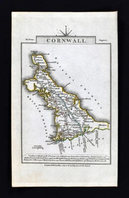 1814 John Cary Road Map Cornwall Lands End Truro St. Ives Falmouth England UK - Image 1 of 3