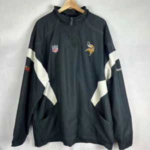 NFL Minnesota Vikings Reebok OnField Apparel Black Pullover Jacket Men's 2XL - Picture 1 of 7