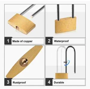 2 X 40MM LUCCHETTO LUNGO CATENA SERRATURA OTTONE ARMADIETTO DI SICUREZZA CAPANNONE CON 3 CHIAVI - Foto 1 di 4