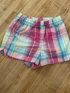 Gap Kid Girl 10 Pajama Bottoms Shorts Pink Plaid Pull On - Picture 1 of 4
