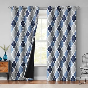 100% Blackout Curtains 84 Inches Long 2 Panels for Bedroom Living Room Blue Grey - Picture 1 of 6