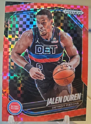 Cartão refrator quadriculado vermelho 2025 Prizm preto JALEN DUREN #/75 PISTÕES SP - Imagem 1 de 2