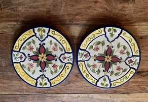 Pier 1 "Vallarta" handbemalte Kochplatten/Untersetzer, 8" rund, 2er Set - sehr guter Zustand - Bild 1 von 3