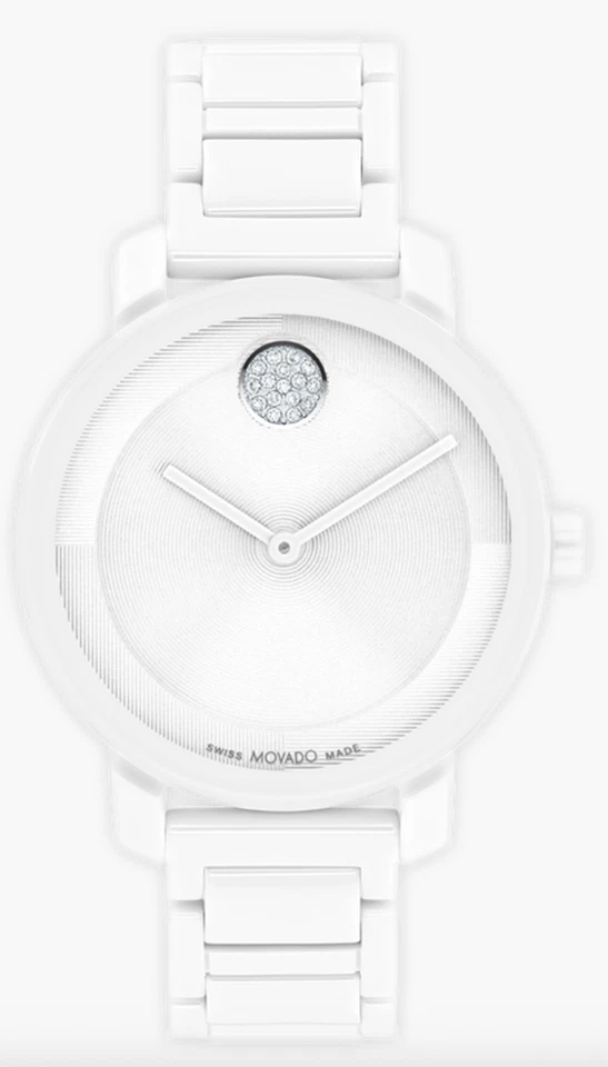 Movado Bold Evolution 2.0 White Ceramic Band White Dial Ladies Watch 3601233