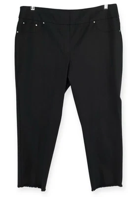 Ruby Rd. Ankle Pants Women's Size 18 Black Raw Hem Stretch Pull Slimming Studded - Image 1 of 4