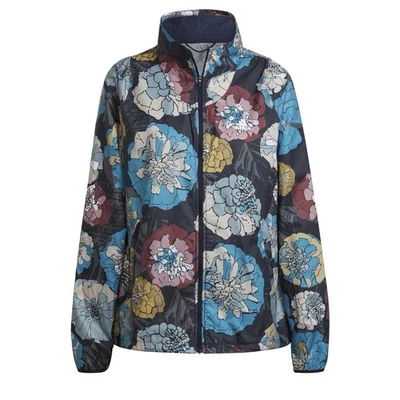 Chaqueta para correr Adidas Run Fast Flower para mujer talla pequeña ropa deportiva floral Foto 1 de 4