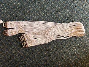 White English GIRTH 14 CORD 54" Roller Buckles *GC - Picture 1 of 2