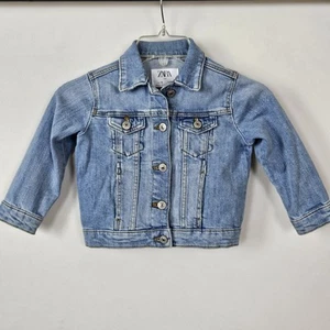Zara Kids Denim Collection Size 5 Blue Distressed Denim Jean Jacket - Picture 1 of 13
