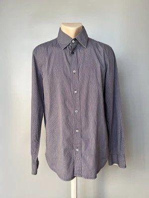 DIESEL винтажный мужской хлопок синий тонкий в полоску рубашка размер L - Изображение 1 из 4