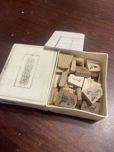 Vintage Japanese SHOGI Wooden Chess Pieces Old W Box - Picture 1 of 4