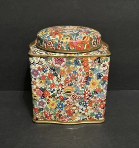 Vintage Daher Dose englische Wildblumen bunt Cottagecore England, 4,5" hoch - Bild 1 von 22