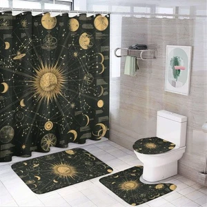 4Pcs Astrology Constellation Shower Curtain Sets with Rugs, Toilet Lid Cover ... - Picture 1 of 8