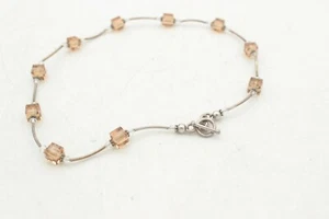 Beautiful Polished Topaz & Sterling Silver Toggle Necklace 16" 21g 925 - Picture 1 of 4