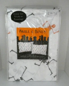 SKULL & BONES HALLOWEEN DANCING SKELETONS 2 PACK STANDARD PILLOW CASE NEW - Picture 1 of 4