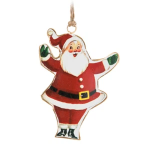 Santa Ornament Vintage Style Christmas Double Sided Metal 4" Abbott Collection - Picture 1 of 3