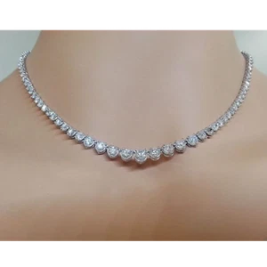 8 Ct D/VVS1 Simulated Women's Tennis Necklace Solid 14K White Gold Plated Silver - Picture 1 of 3
