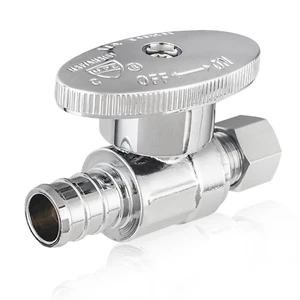 EFIELD 1/4" OD Kompression x 1/2" PEX 1/4 Umdrehung gerades Absperrventil verchromt - Bild 1 von 11