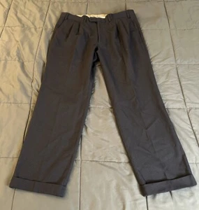 Polo Ralph Lauren Dress Pants Men 38x30 Blue Straight Leg Pleated Front Cuffed - Picture 1 of 10
