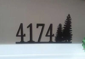 Rustic Address Sign | Pine Tree Sign | House Numbers | Metal Address Sign - Picture 1 of 28