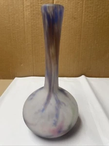  Vintage Berluze Muller Freres Zuneville Vase 8 Inch - Purple Pink Green - X24 - Picture 1 of 13