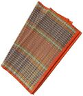 Lot de 2 pièces tapis de sol orange tricotés Kusha herbe Pooja Aasan faits main